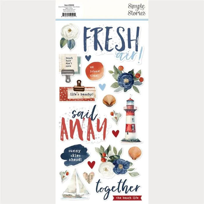 Simple Vintage Sand & Sea Foam Stickers - Simple Stories