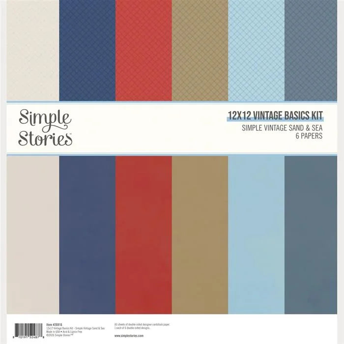 Simple Vintage Sand & Sea Vintage Basics Kit, 12" x 12" - Simple Stories