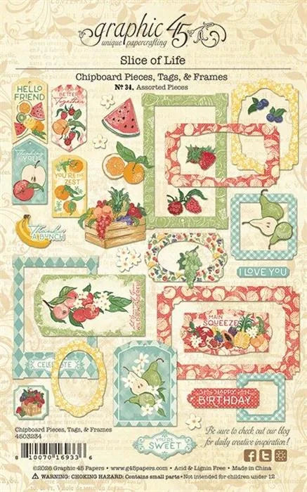 Slice of Life Chipboard Pieces Tags & Frames - Graphic 45