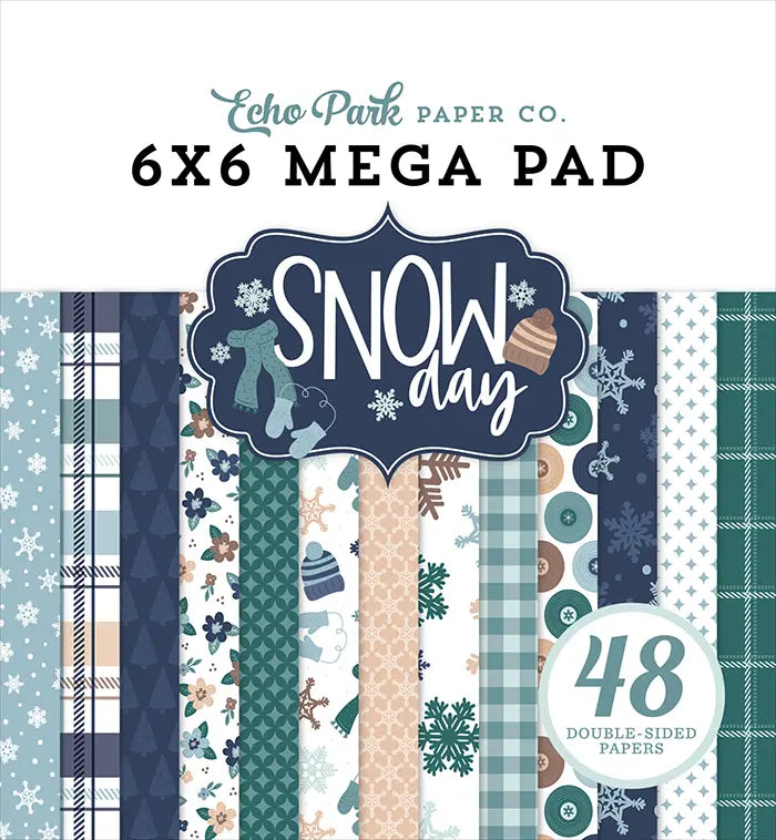 Snow Day Cardmakers Mega Cardstock Pad, 6" x 6" - Echo Park