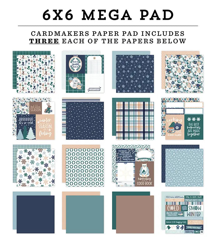Snow Day Cardmakers Mega Cardstock Pad, 6" x 6" - Echo Park
