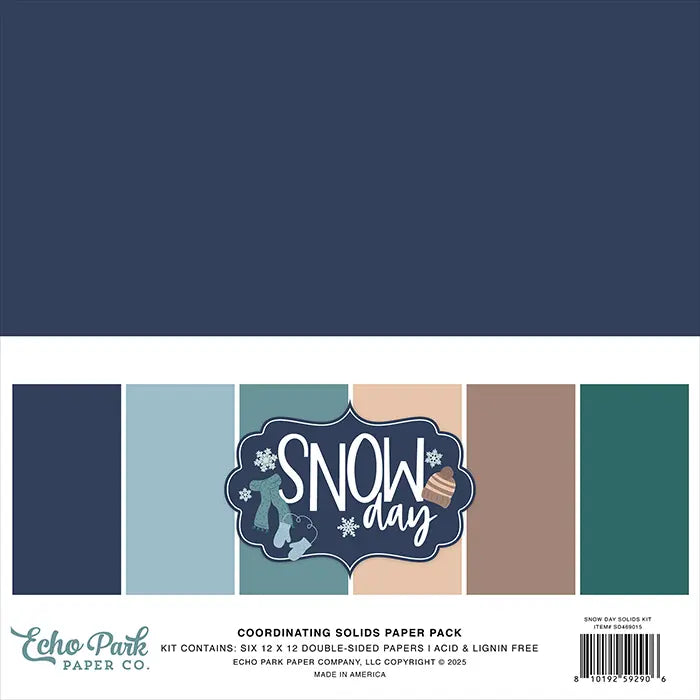 Snow Day Solids Paper Kit, 12" x 12" - Echo Park