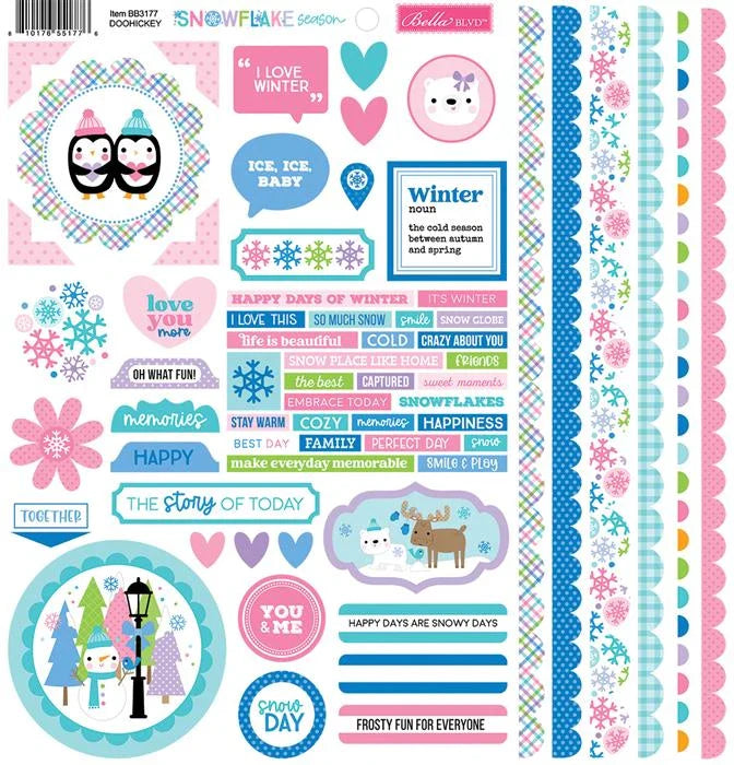 Snowflake Season Doohickey Cardstock Stickers - Bella Blvd