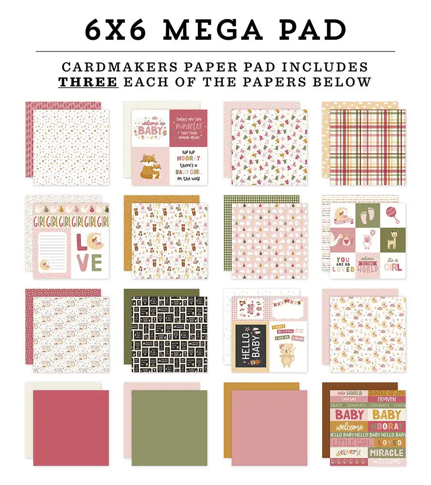 Special Delivery Baby Girl Cardmakers 6" x 6'' Mega Pad - Echo Park