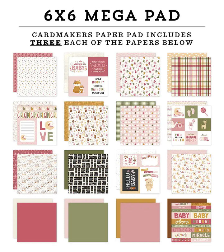 Special Delivery Baby Girl Cardmakers 6" x 6'' Mega Pad - Echo Park