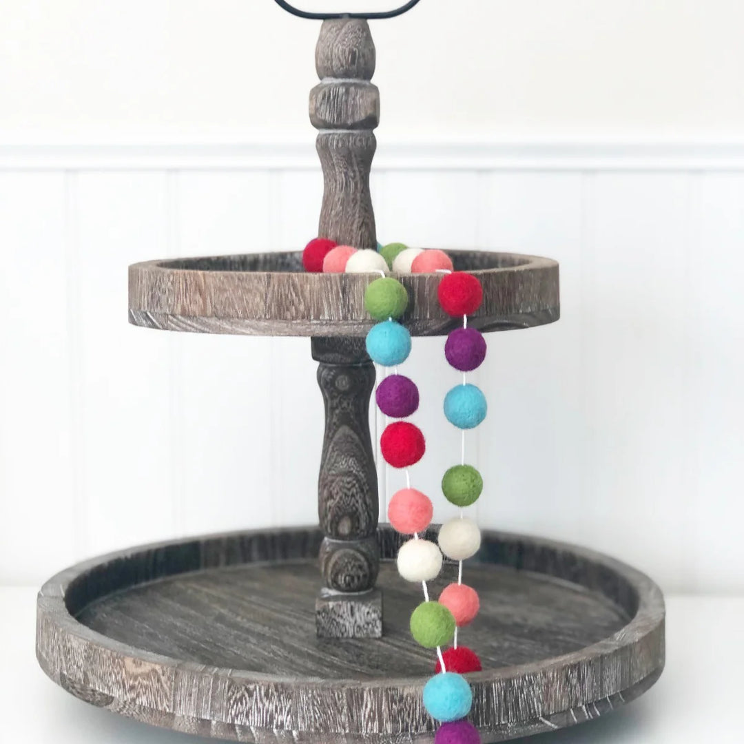 Spring Felt Balls Garland - Tiered Tray Decor - Foundations Decor