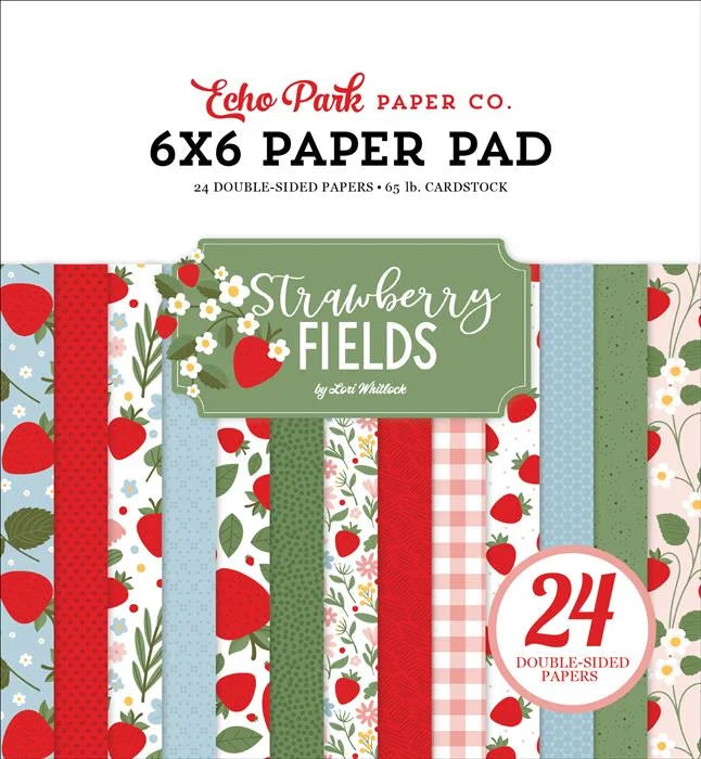 Strawberry Fields Paper Pad, 6" x 6" - Echo Park