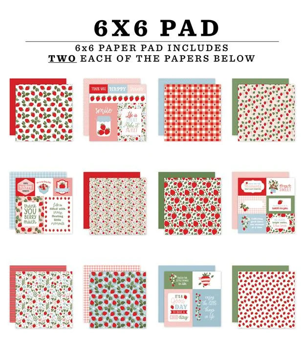 Strawberry Fields Paper Pad, 6" x 6" - Echo Park