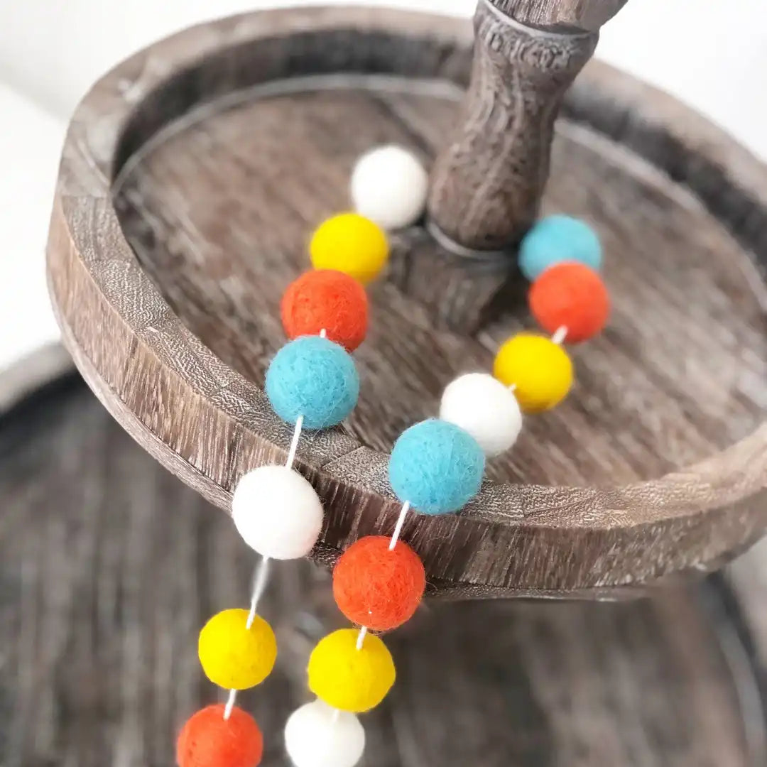 Summer Felt Balls Garland - Tiered Tray Decor - Foundations Decor