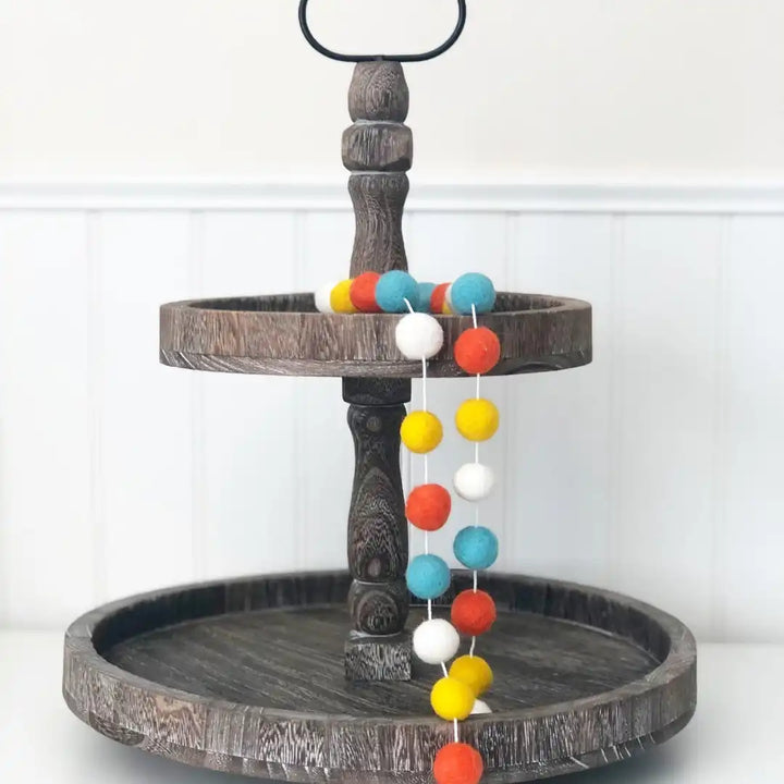 Summer Felt Balls Garland - Tiered Tray Decor - Foundations Decor