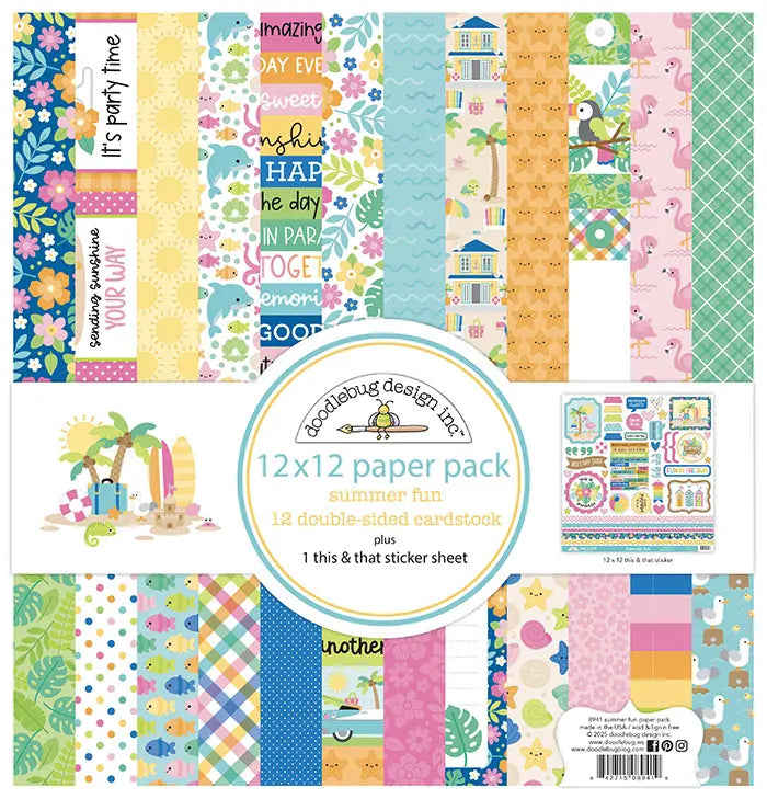 Summer Fun Paper Pack, 12" x 12" - Doodlebug