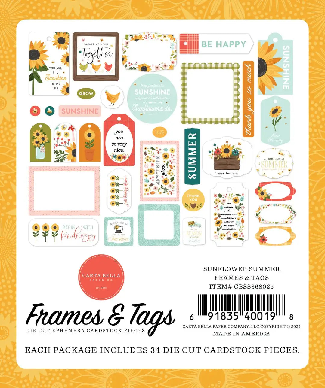 Sunflower Summer Frames & Tags - Carta Bella