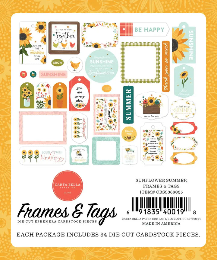 Sunflower Summer Frames & Tags - Carta Bella