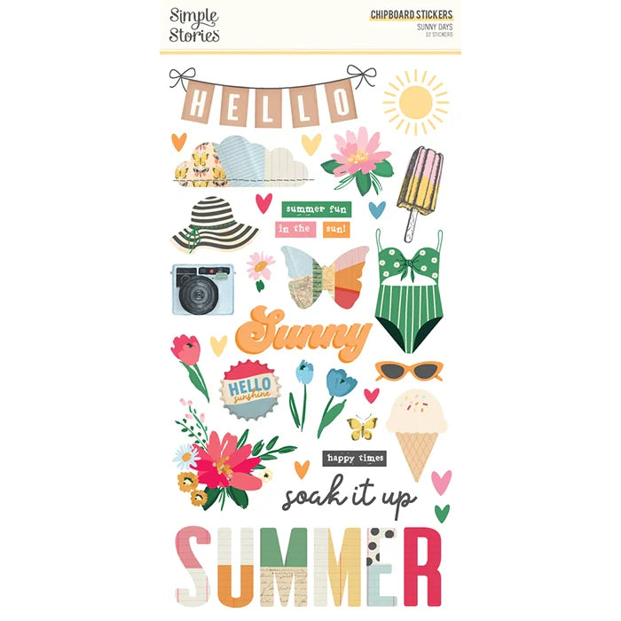 Sunny Days 6" x 12" Chipboard Stickers - Simple Stories