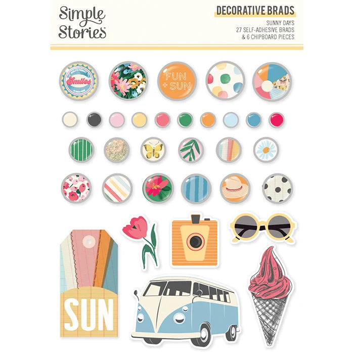 Sunny Days Decorative Brads - Simple Stories
