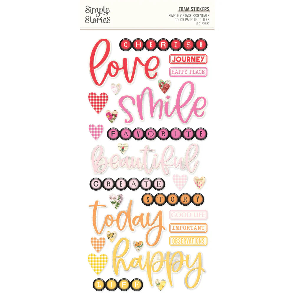 Titles Color Palette Foam Stickers - Simple Vintage Essentials- Simple Stories