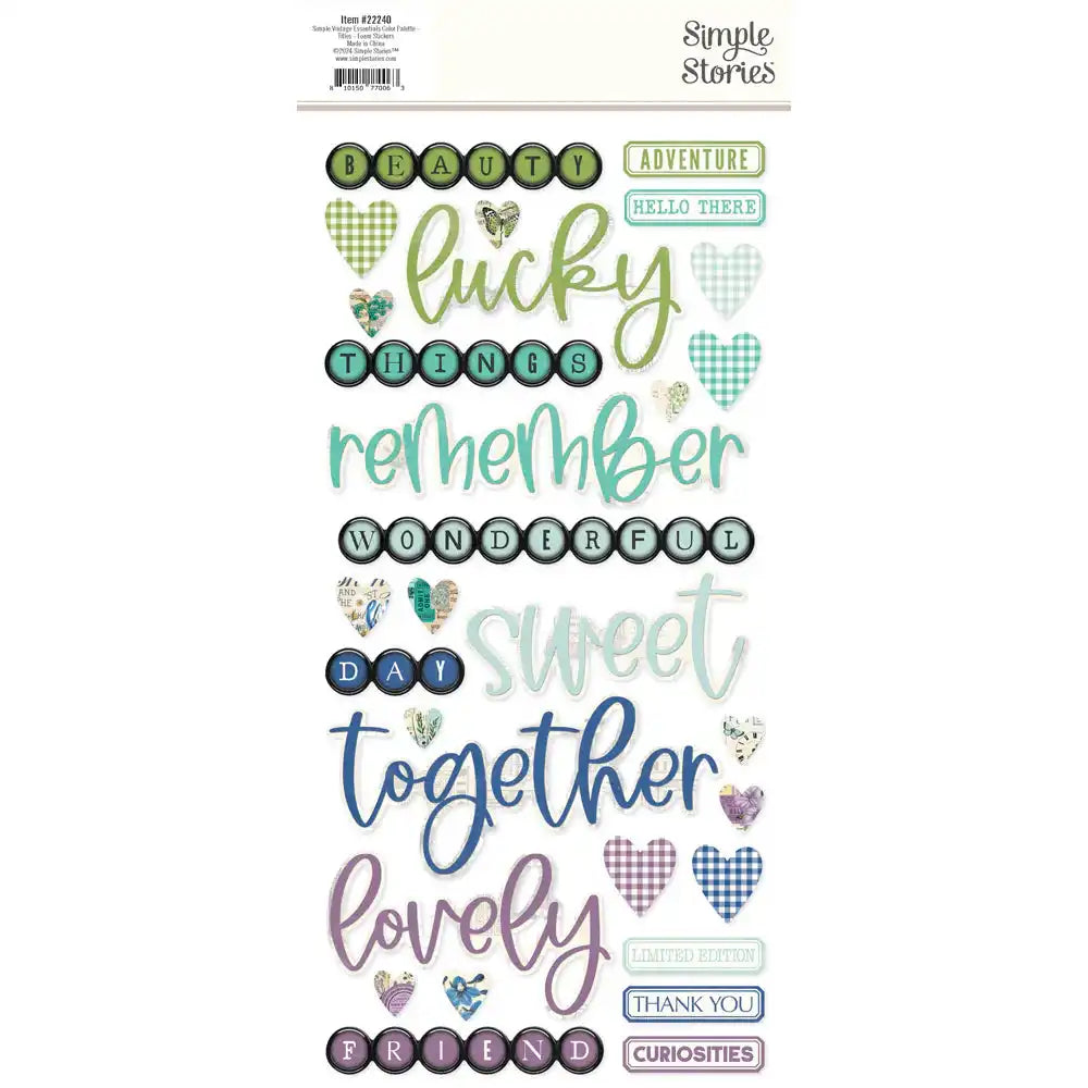 Titles Color Palette Foam Stickers - Simple Vintage Essentials- Simple Stories