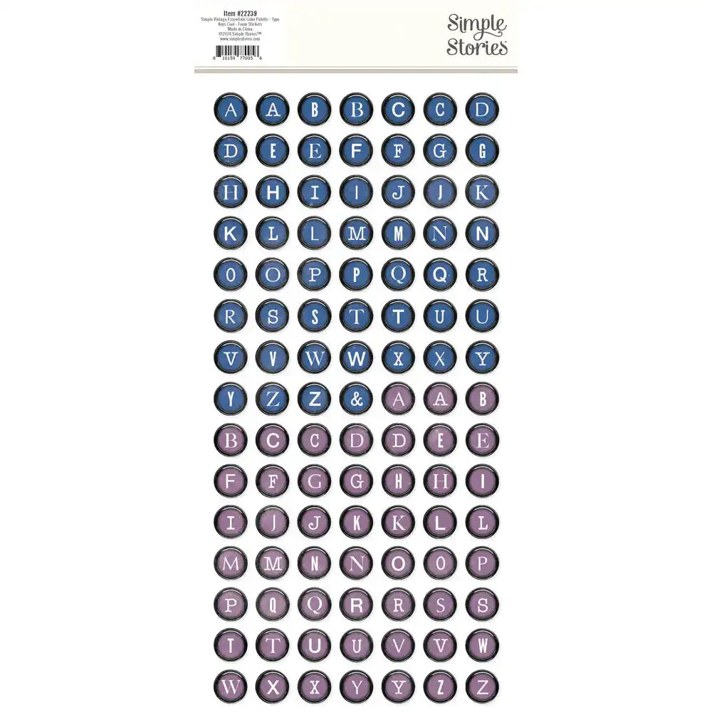 SV Color Palette Foam Stickers Type Keys Cool - Simple Stories