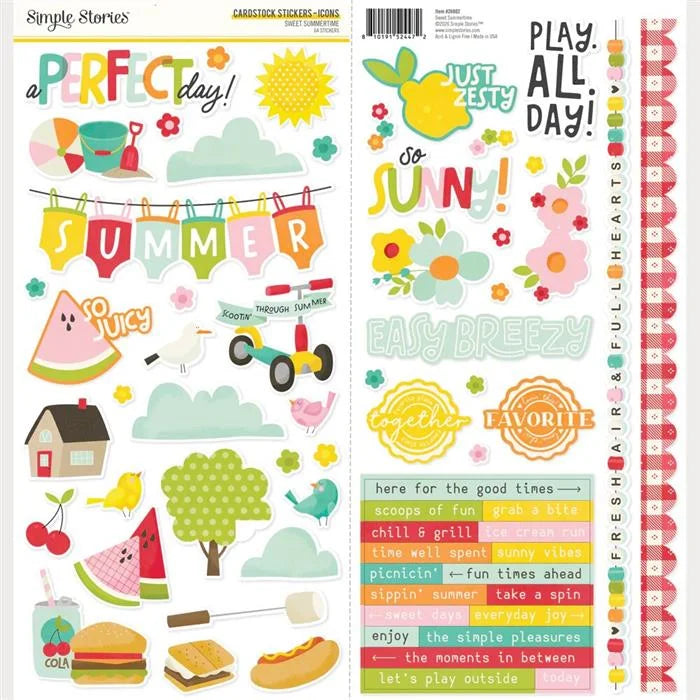 Sweet Summertime Cardstock Icons Stickers - Simple Stories