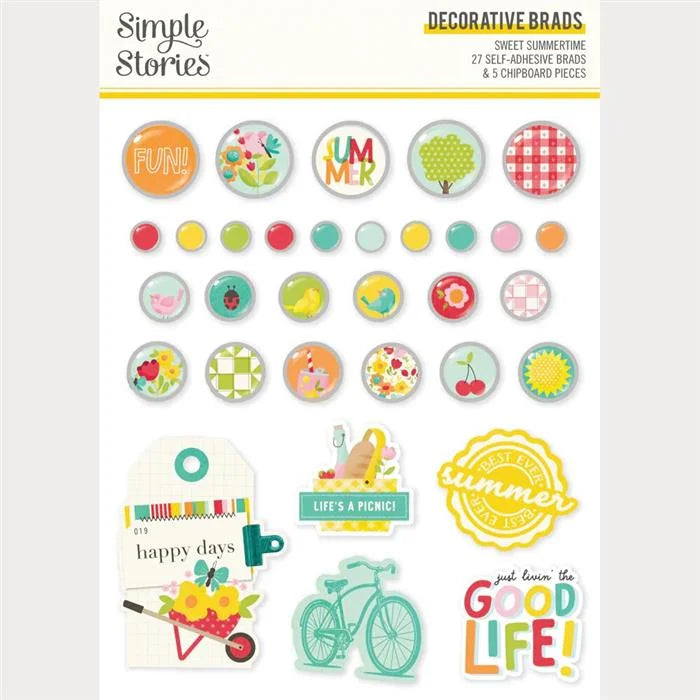 Sweet Summertime Decorative Brads - Simple Stories