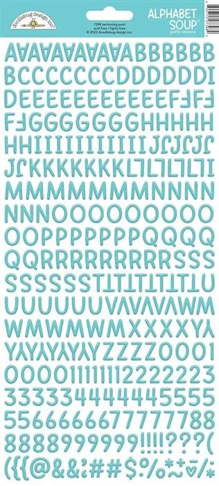 Swimming Pool Soup Alphabet Puffy Stickers - Monochromatic - Doodlebug
