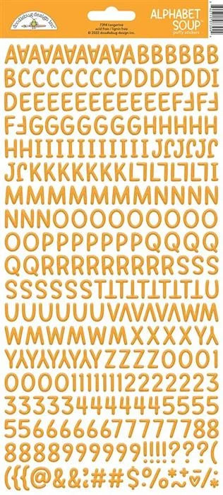 Tangerine Alphabet Soup Puffy Stickers - Monochromatic - Doodlebug