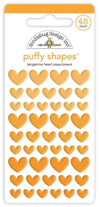Tangerine Heart Puffy Shapes - Monochromatic - Doodlebug