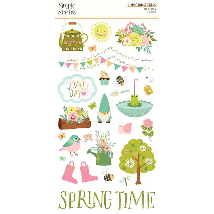 Tea Garden 6" x 12" Chipboard Stickers - Simple Stories