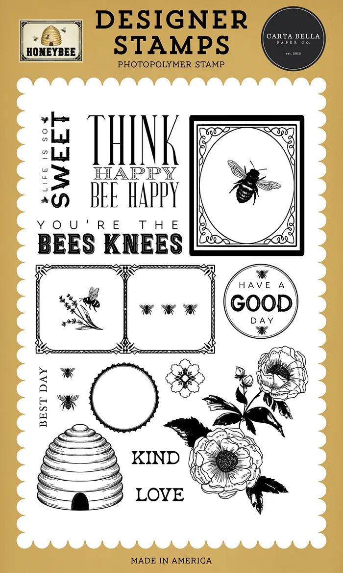 Think Happy Stamp Set - Honey Bee - Carta Bella