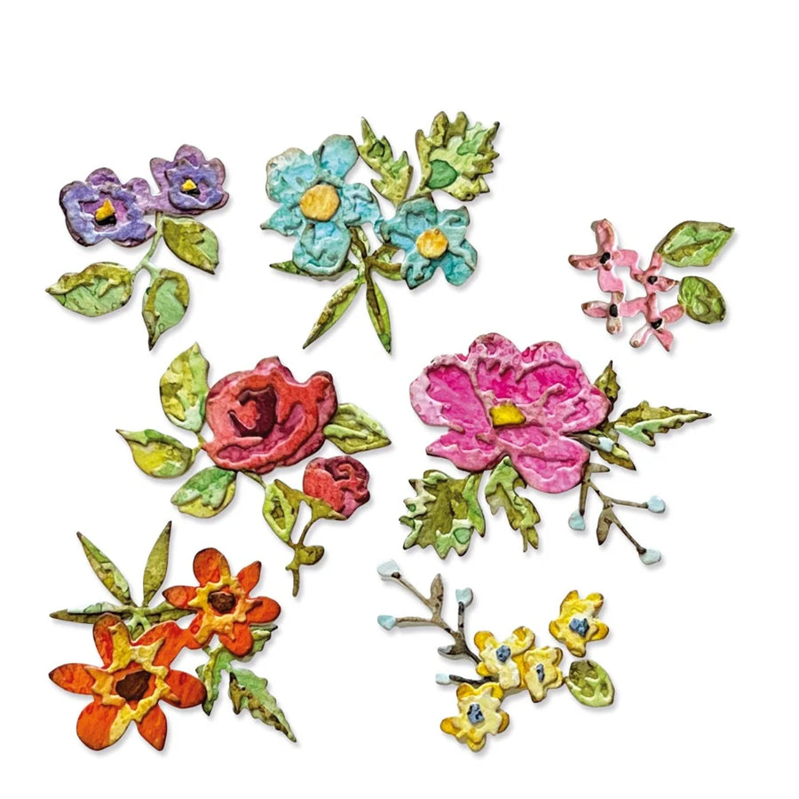 Brushstroke Flowers Mini Thinlits Die Set- Tim Holtz - Sizzix