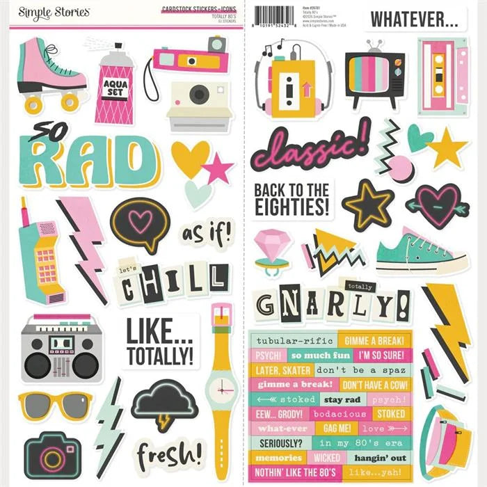 Totally 80's Cardstock Stickers Icons - Simple Stories