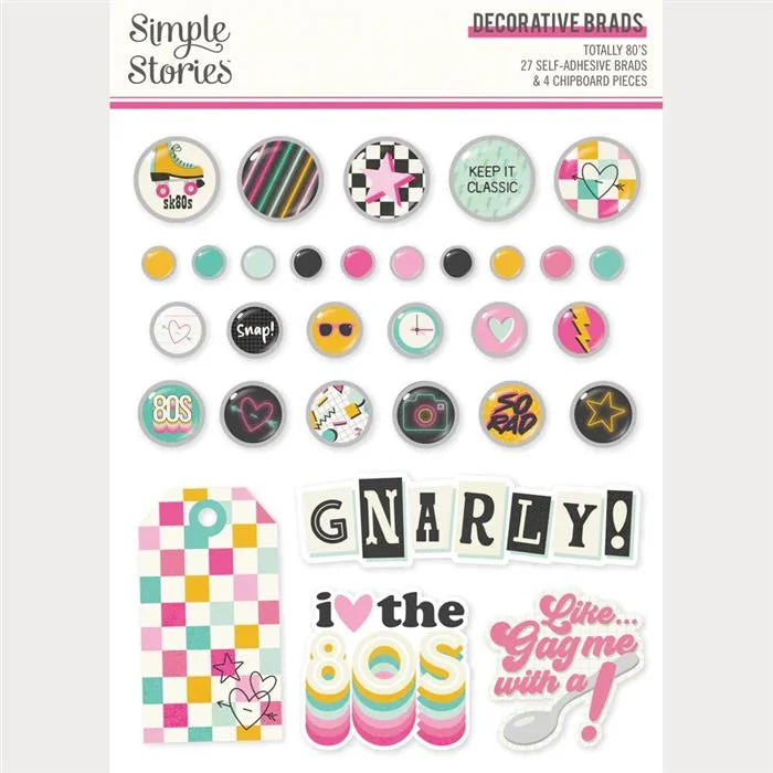 Totally 80's Decorative Brads - Simple Stories