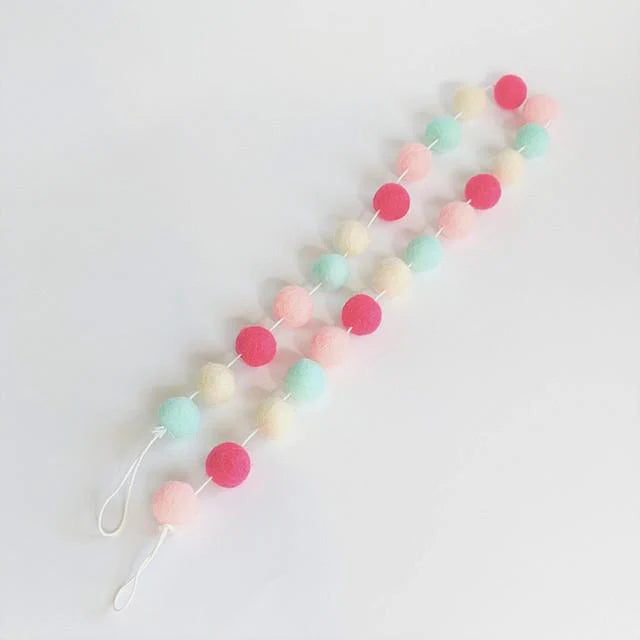 Valentines Felt Balls Garland - Tiered Tray Decor - Foundations Decor