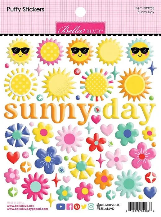 Walking on Sunshine Sunny Day Puffy Stickers - Bella Blvd