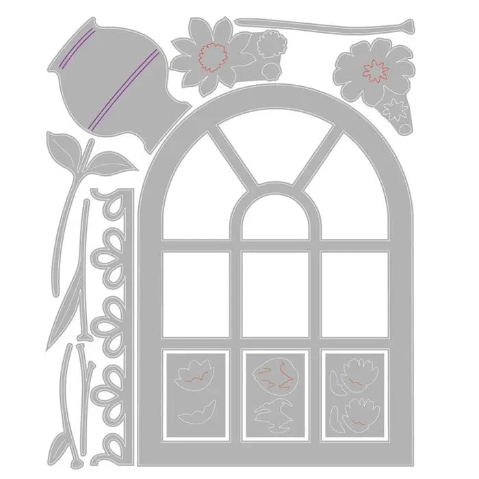 Windowsill Flowers & Vase Thinlits Die Set Die Set 13PK - Eileen Hull - Sizzix