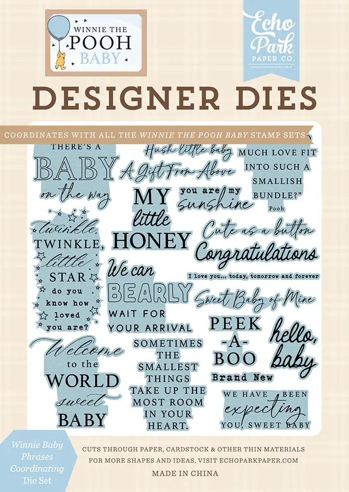 Winnie Baby Phrases Coordinating Die Set - Designer Series - Echo Park