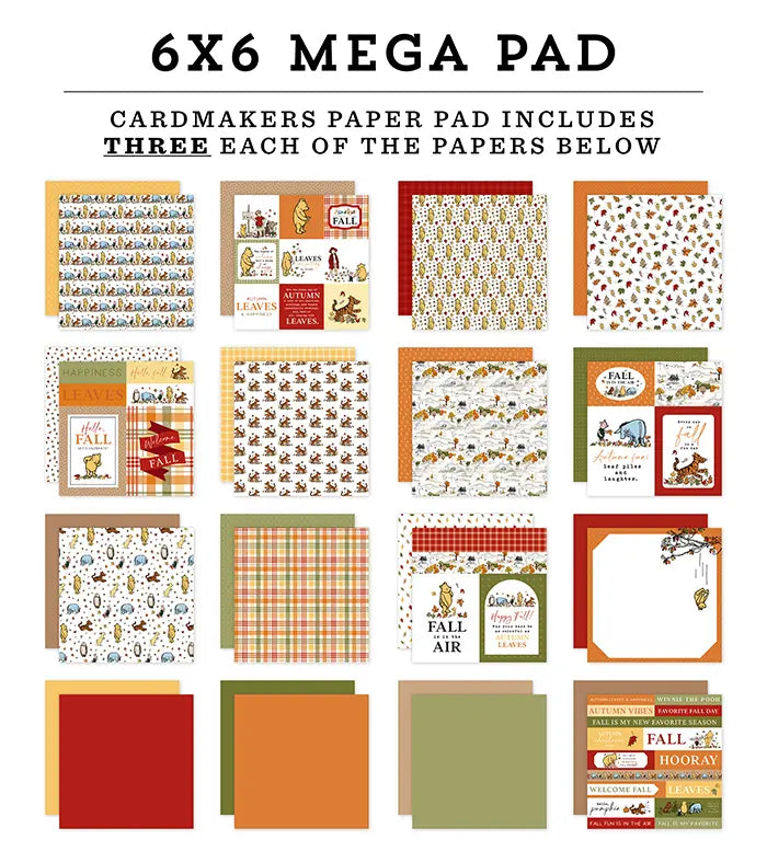 Winnie The Pooh Autumn Cardmakers Mega Cardstock Pad, 6" x 6" - Echo Park