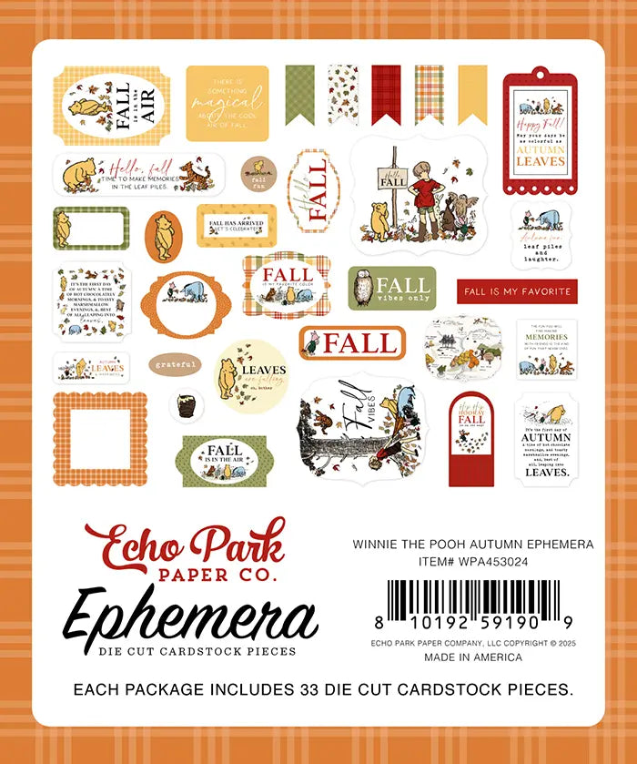 Winnie The Pooh Autumn Ephemera Die Cuts - Echo Park