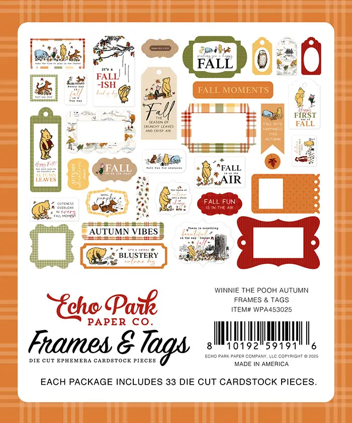Winnie The Pooh Autumn Frames & Tags - Echo Park