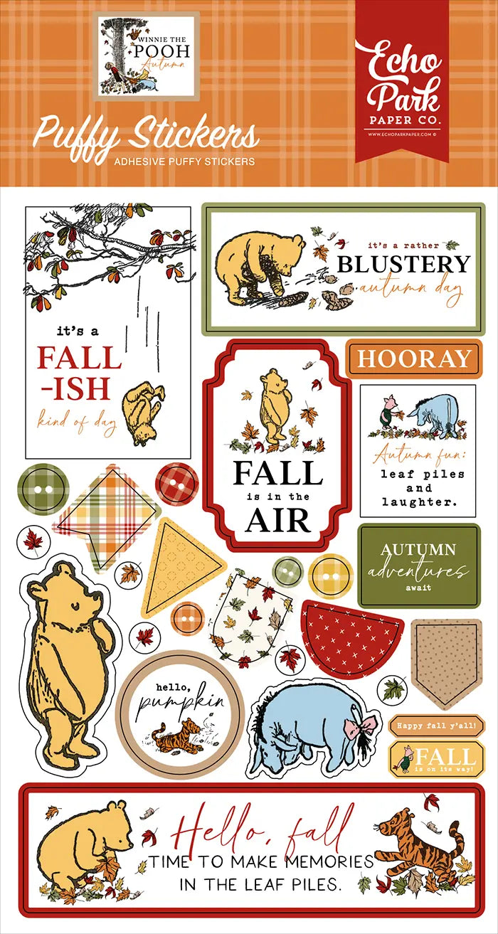 Winnie The Pooh Autumn Puffy Stickers - Echo Park