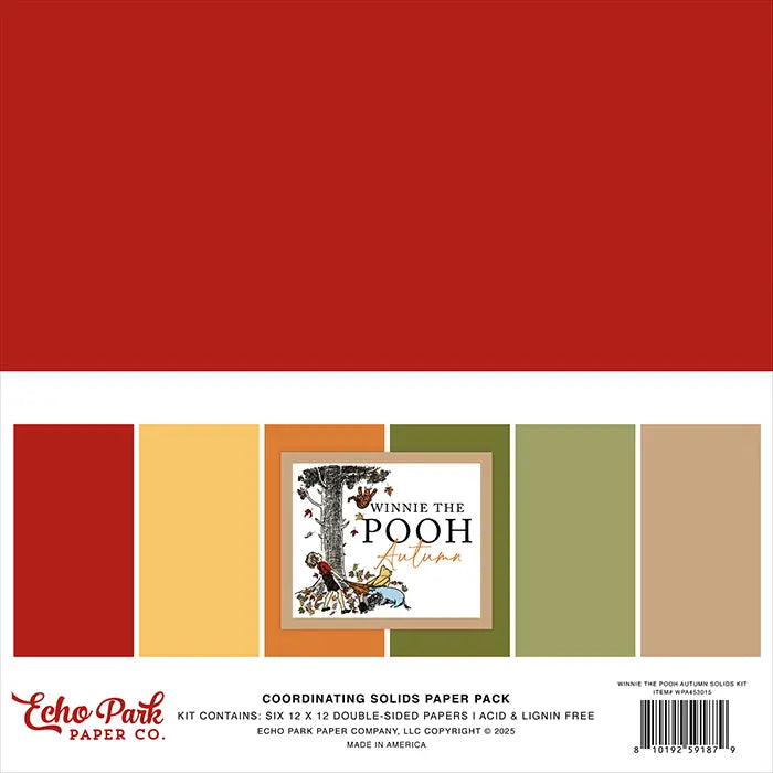 Winnie The Pooh Autumn Solids Paper Kit, 12" x 12" - Echo Park