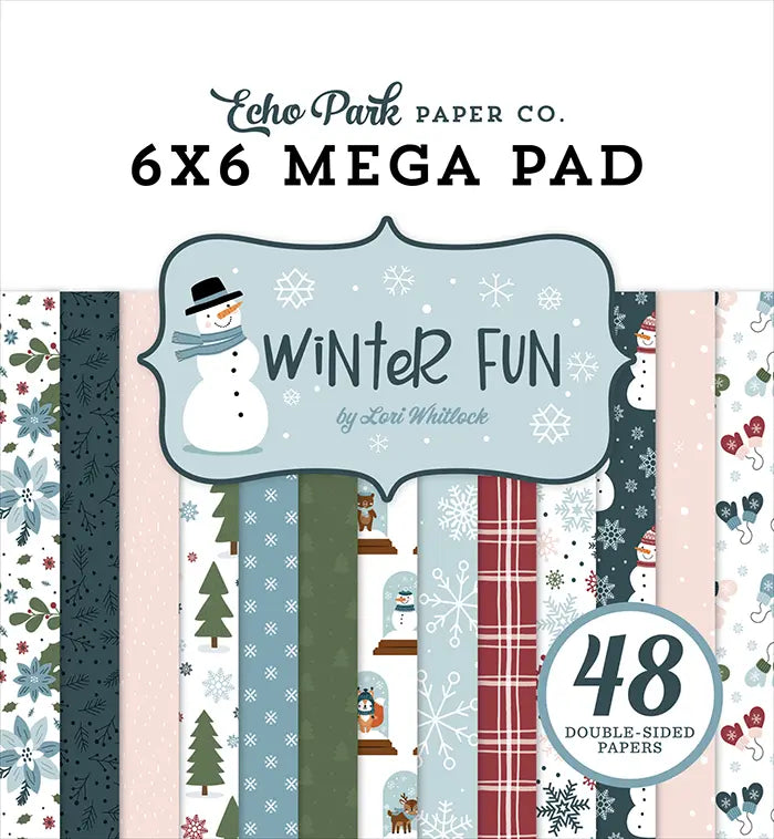 Winter Fun Cardmakers Mega Cardstock Pad, 6" x 6" - Echo Park