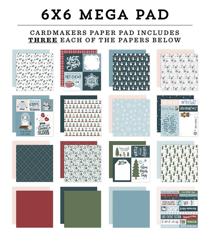 Winter Fun Cardmakers Mega Cardstock Pad, 6" x 6" - Echo Park