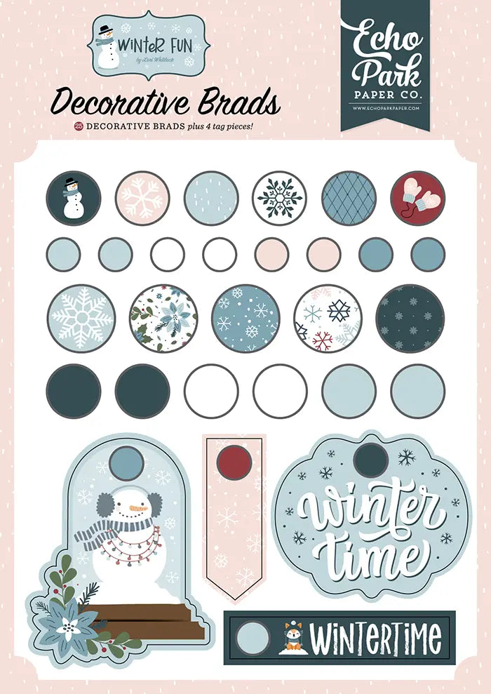 Winter Fun Decorative Brads - Echo Park