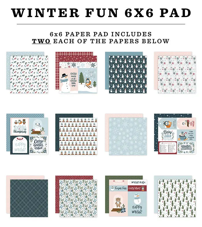 Winter Fun Paper Pad, 6" x 6" - Echo Park
