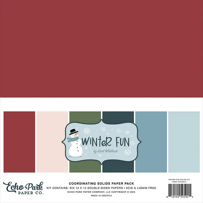 Winter Fun Solids Paper Kit, 12" x 12" - Echo Park