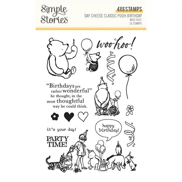 Woo Hoo! Classic Pooh Birthday Stamps - Say Cheese - Simple Stories