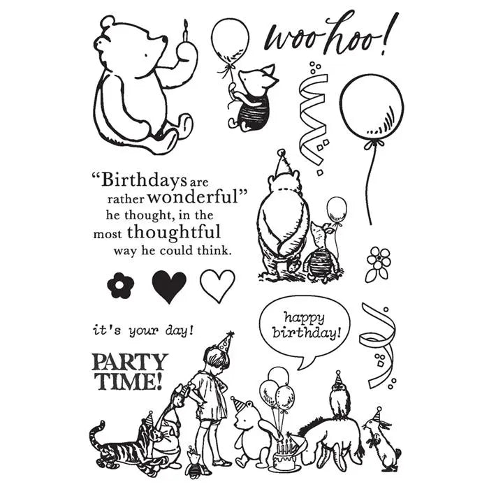 Woo Hoo! Classic Pooh Birthday Stamps - Say Cheese - Simple Stories