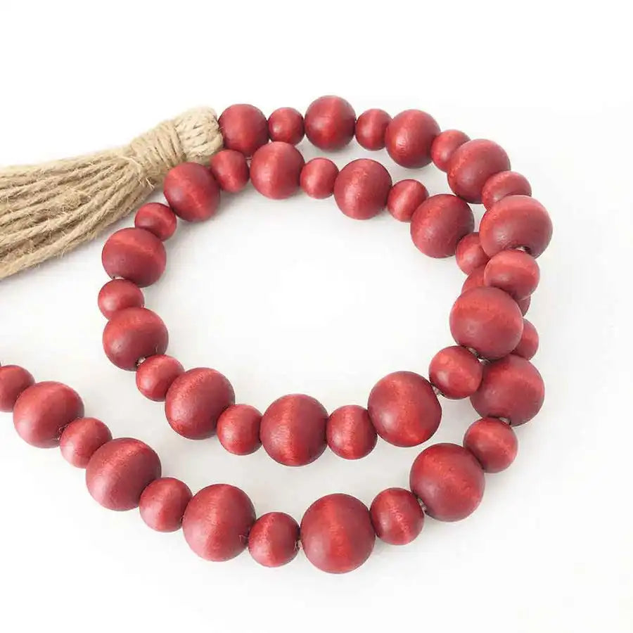 Foundations Decor Wood Beads (Burnt Red, Large Small)