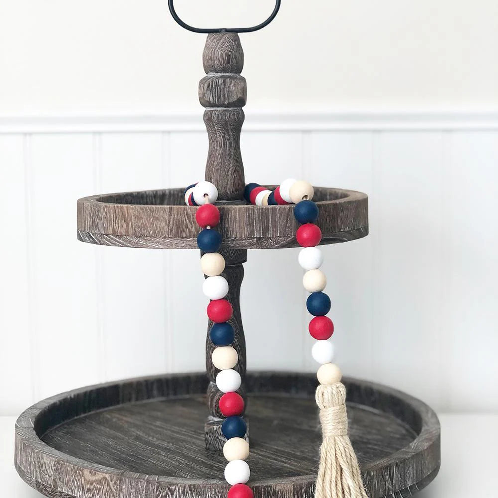 Wood Beads (Red, White, Blue) - Tiered Tray Decor - Foundations Decor